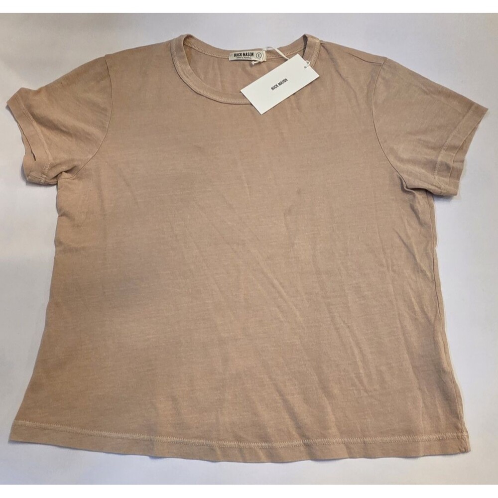 New Buck Mason Wicker Pima Boxy Crew Tee Made in USA Small Minimalist READ